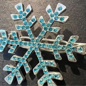 3 Piece Hair Jewelry Snowflakes Silver & Turquoise Rhinestones